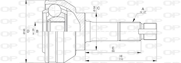 OPEN PARTS Шарнирный комплект, приводной вал CVJ5703.10